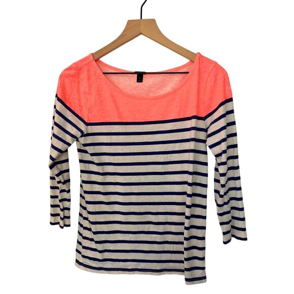J.Crew Boatneck Three Quarters Sleeve Striped Tee Women's Size Small - Picture 3 of 7